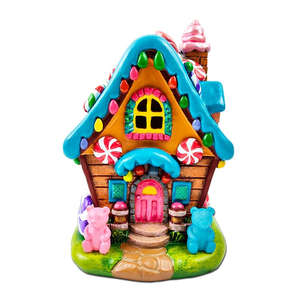 Sugary Haven Candy House Tabletop Figurine, 7&#x22; LED Christmas Gingerbread Style Home Decoration