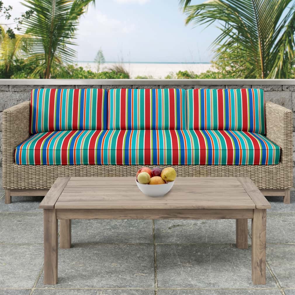 Garden - Aqua & Teal,Red & Burgundy Stripe Upholstery Fabric 54 Inches"