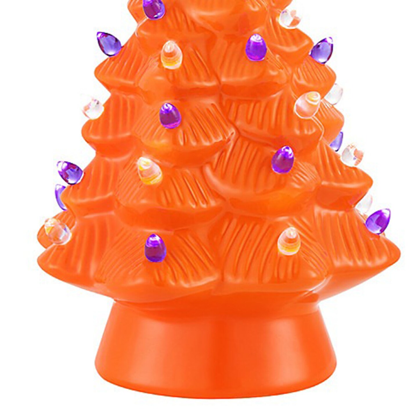 Orange Halloween Tree Tabletop Decoration Ceramic Lighted Figurine 12 Inch