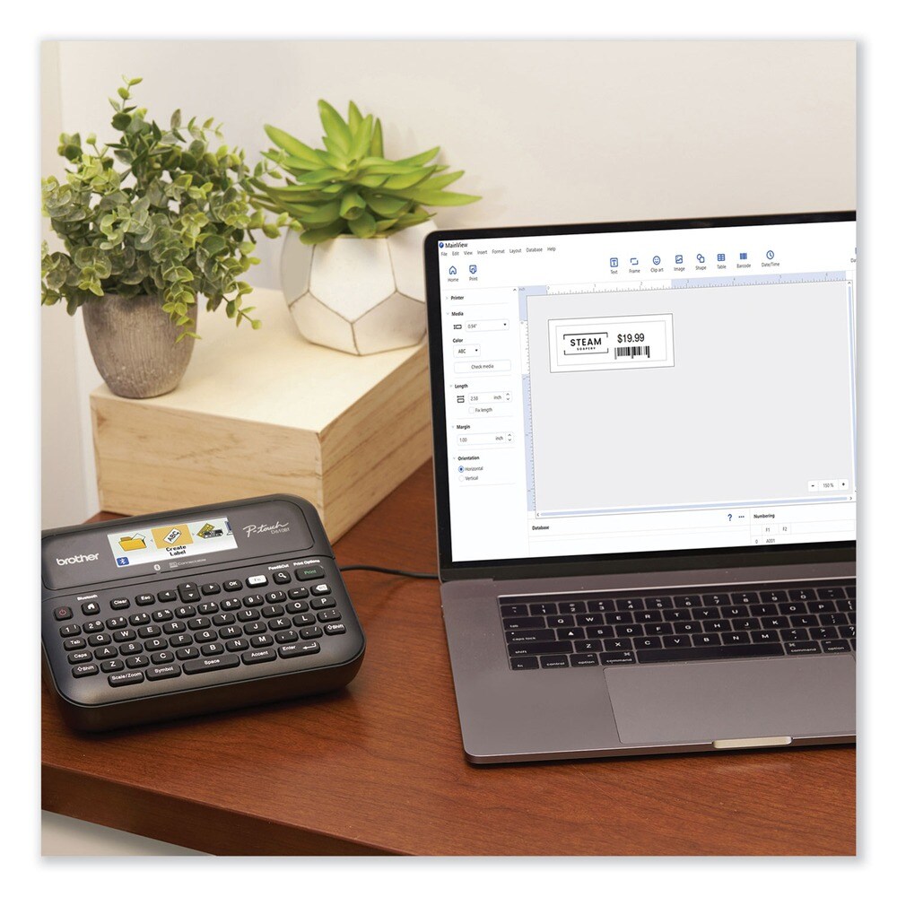 Brother P-Touch D-610BTVP 14.2 in. x 6 in. x 13.3 in. 30 mm/s Print Speed Connected Label Maker with Color Display