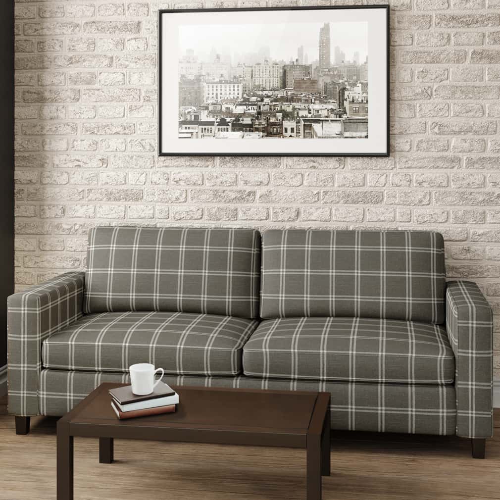 Upholstery Fabric - Grey &#x26; Silver Plaid Upholstery Fabric 54 Inches&#x22;