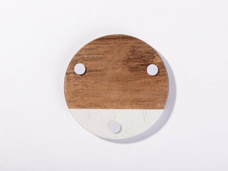 Craft Express 4 Pack Engravable Round Marble and Wood Coasters &#x2013; 4&#x22; for Laser Projects