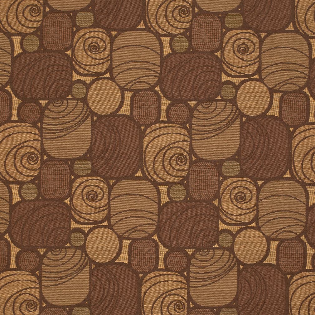 Brownie - Brown Abstract Geometric Upholstery Fabric 54 Inches"