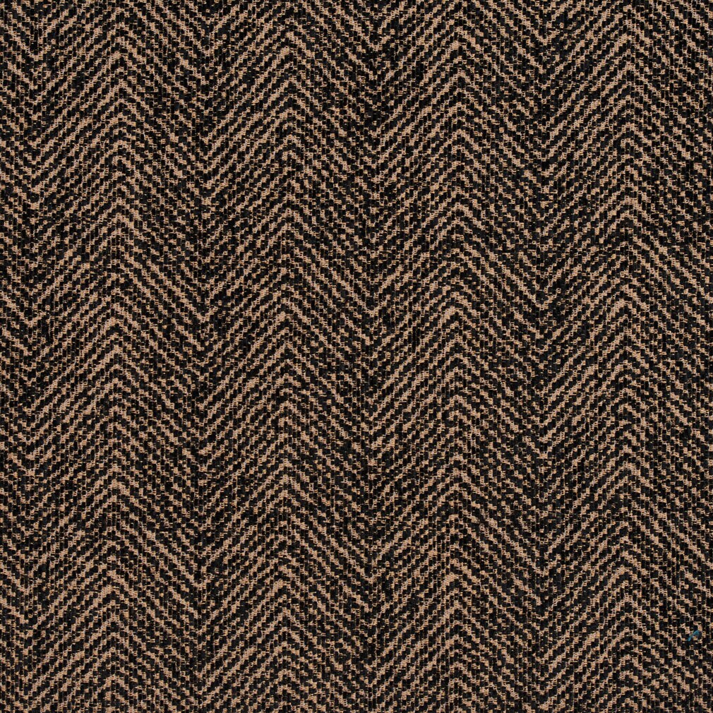 Walnut - Black Herringbone & Chevron Upholstery Fabric 54 Inches"