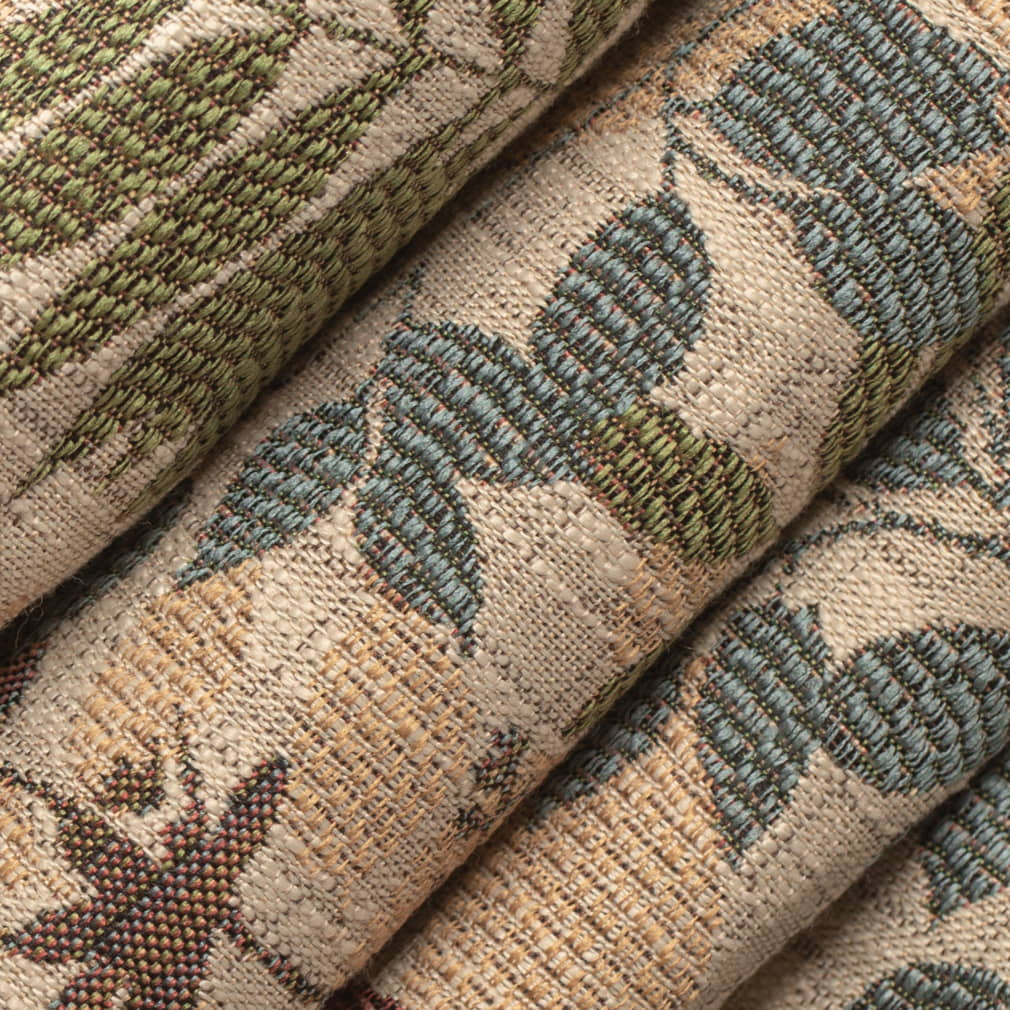 Prairie - Blue,Red & Burgundy Leaves,Tropical & Botanical Upholstery Fabric 54 Inches"
