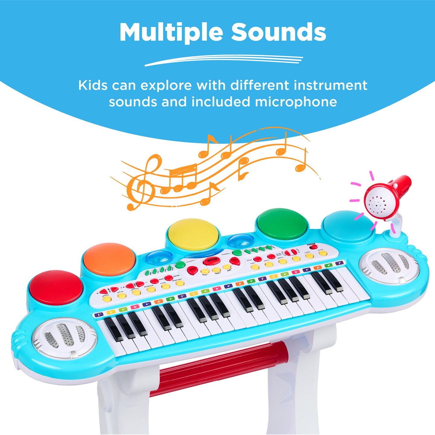Best Choice Products 37-Key Kids Electronic Piano Keyboard w/ Multiple Sounds, Lights Microphone, Stool