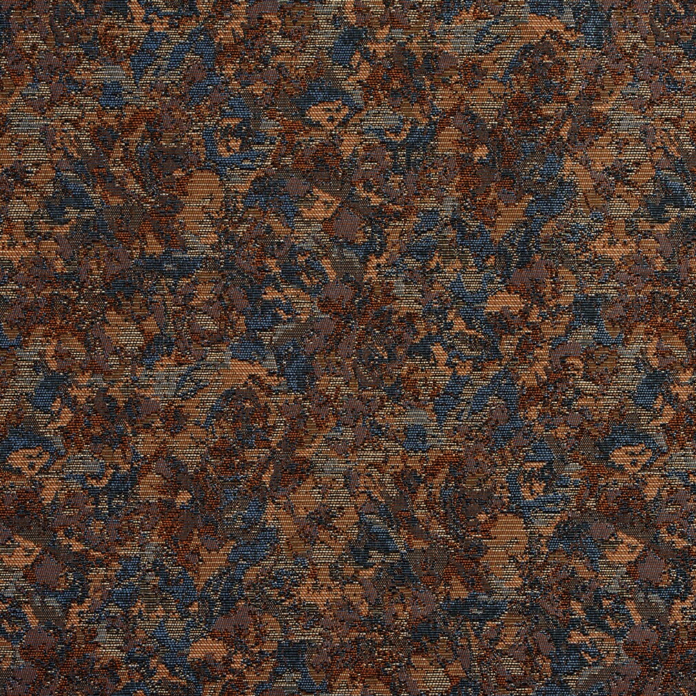 Pissarro - Blue,Brown Abstract & Geometric,Leaves Upholstery Fabric 54 Inches"