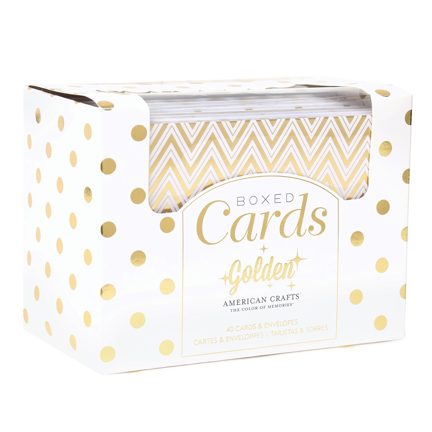 Boxed Cards - A2 (4.375"X5.75") 40 Cards & Envelopes-American Crafts - Golden - Gold Foil