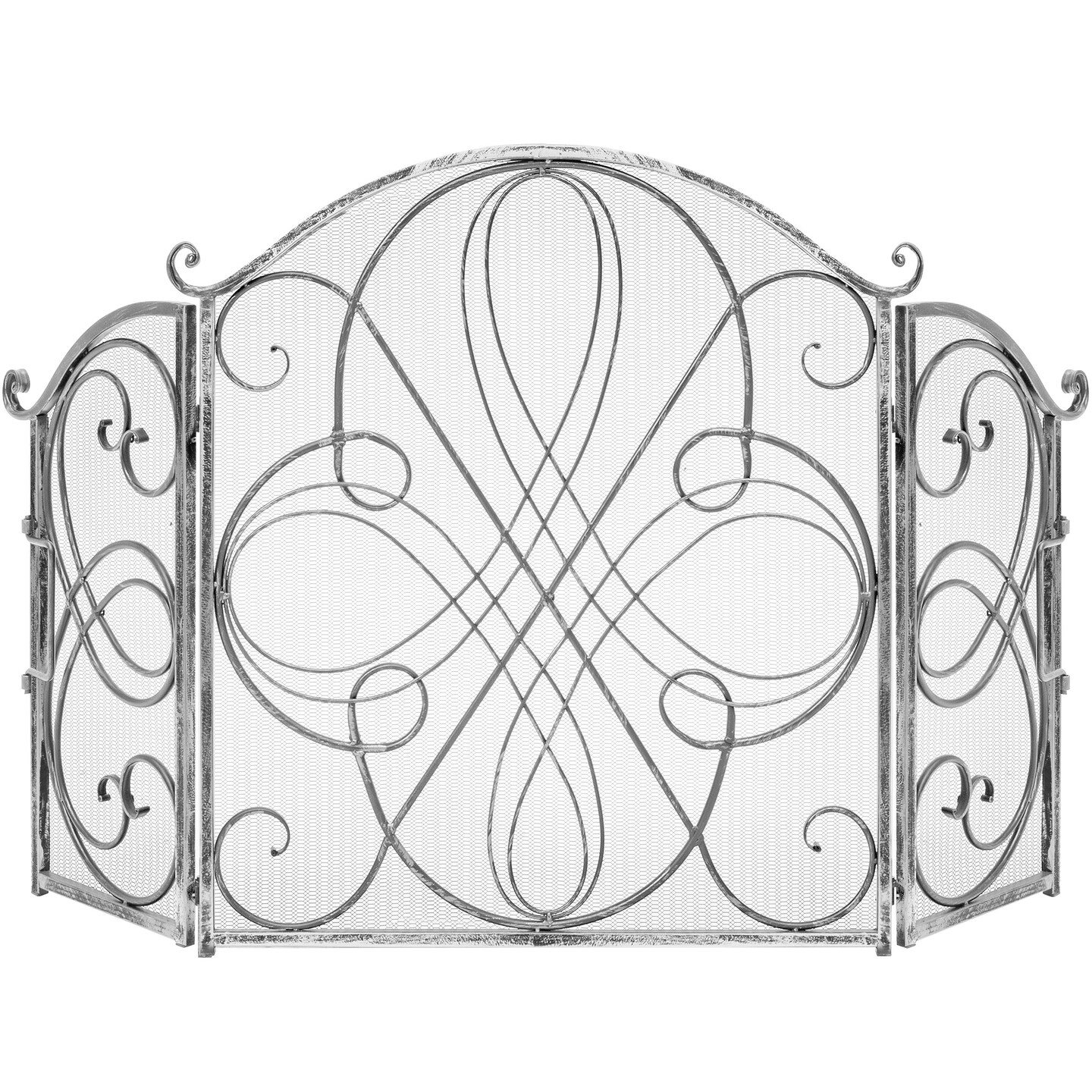Best Choice Products 3-Panel 55x33in Wrought Iron Fireplace Safety Screen Decorative Scroll Spark Guard Cover