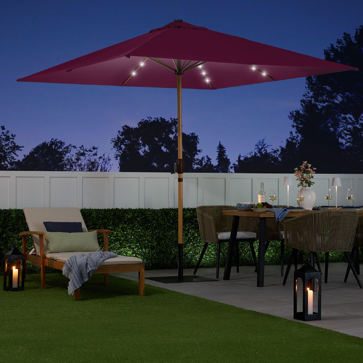 Best Choice Products 9ft Deep Square Solar LED Lighted Patio Umbrella w/ Faux Wood Texture, UV-Resistant