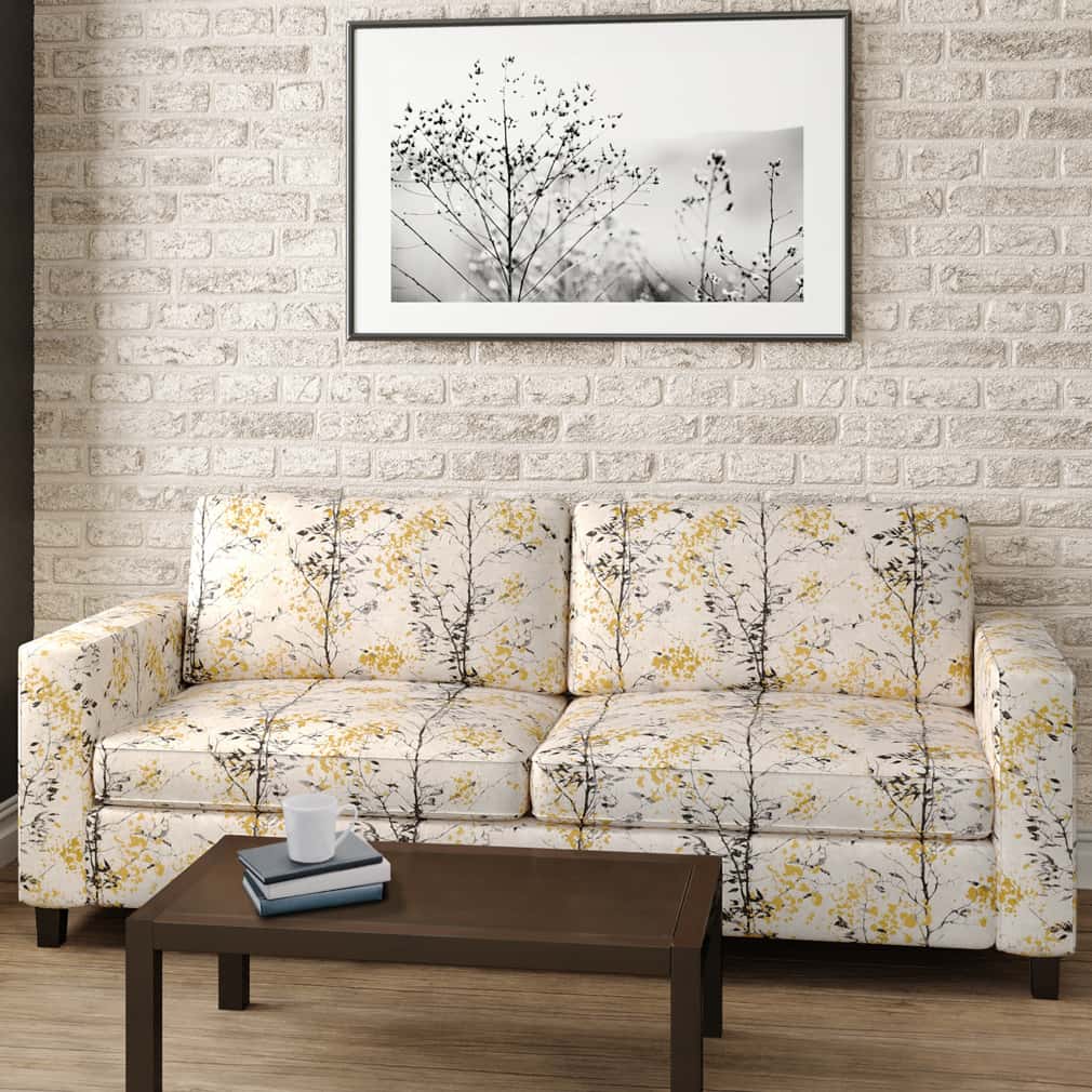 Tuscan Sun - Black,Gold & Yellow,Grey & Silver Abstract & Geometric,Leaves Upholstery Fabric 54 Inches"