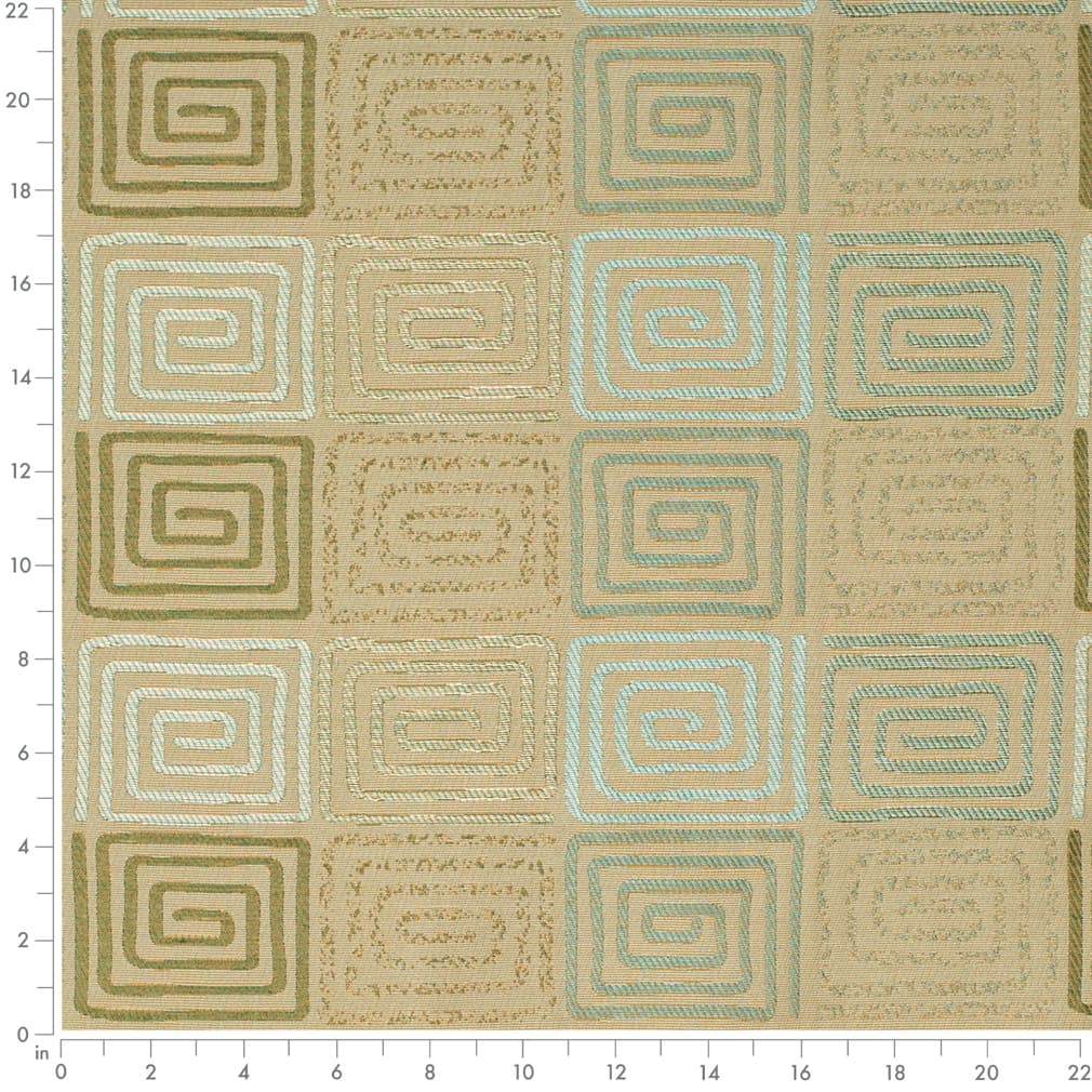 Spring - Aqua Teal,green Abstract Geometric,greek Key Upholstery Fabric 54 Inches"