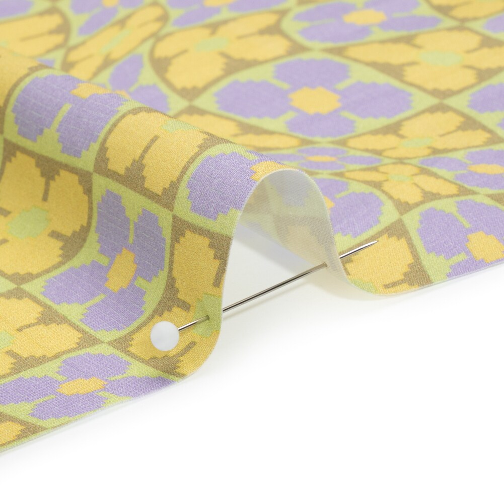 1 Yard Lemon Cyber Checkers Stretch Cotton Poplin Fabric