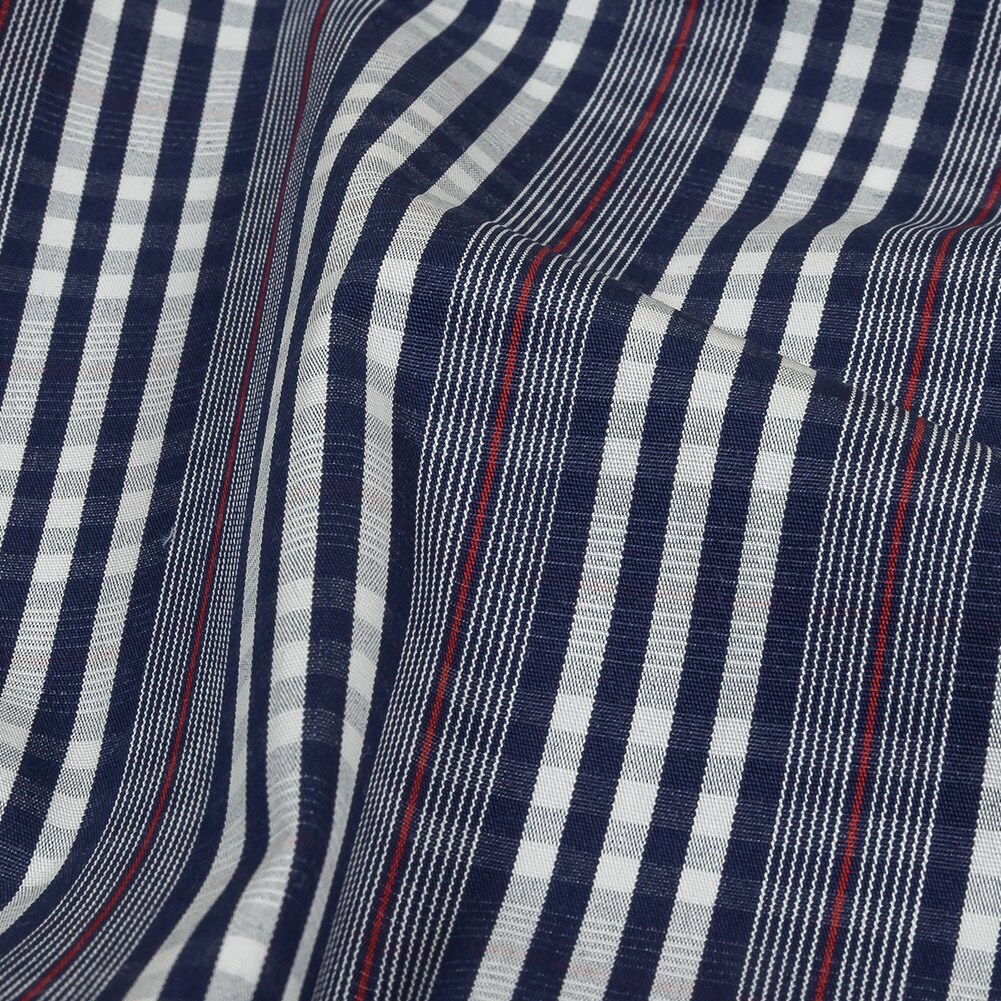 1 Yard Navy Red and White Subtle Plaid Cotton Poplin Fabric