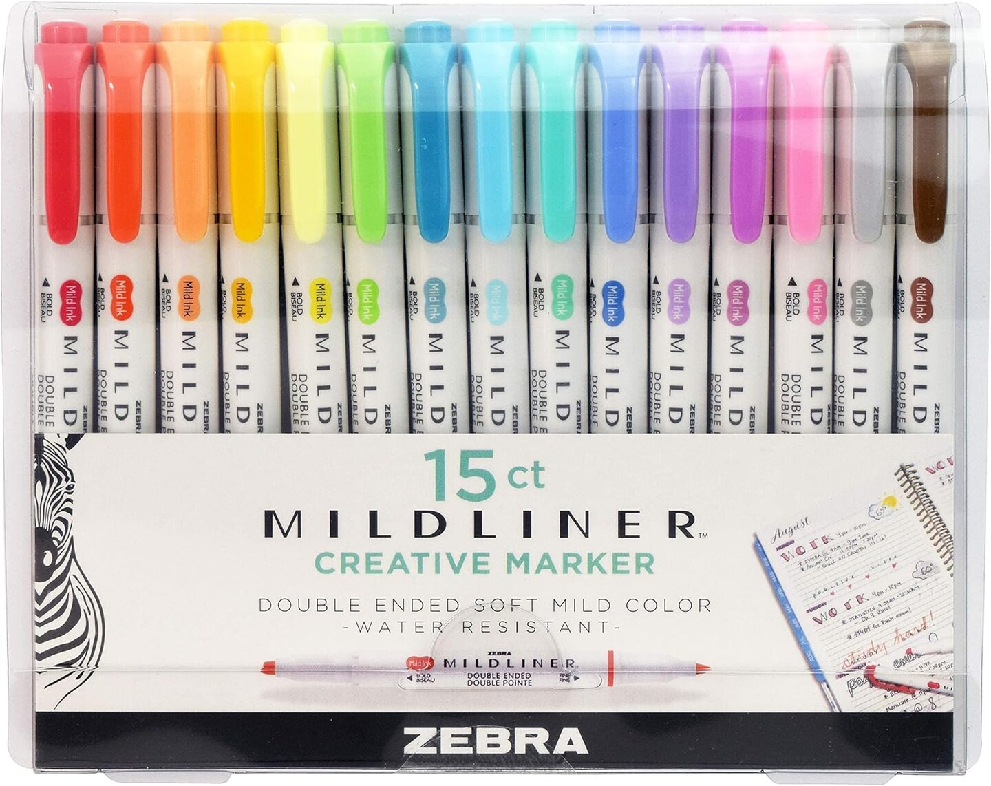Mildliner Double-Ended Highlighter Set, Broad and Fine Point Tips