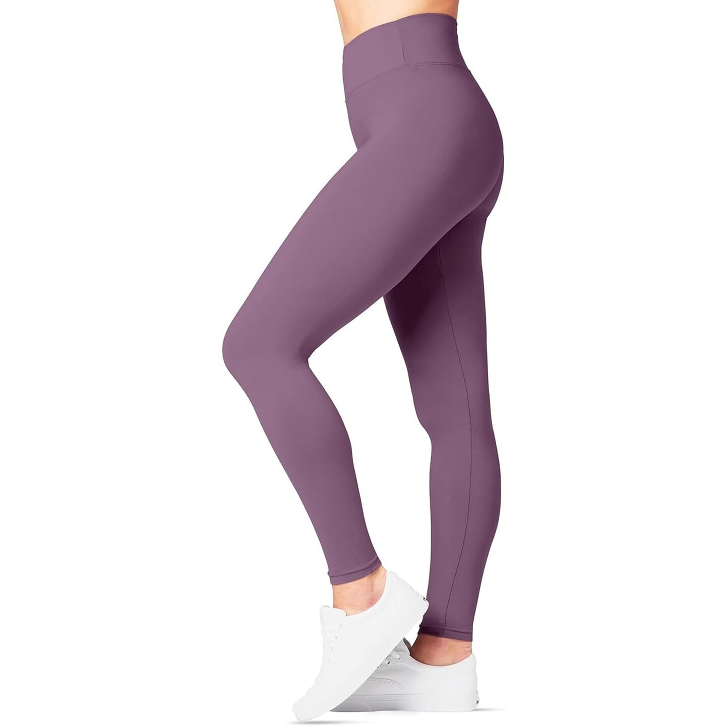 SATINA High Waisted Lavender Leggings for Women - Soft, Stretchy Leggings with Side Pockets - Full Length Yoga Pants for Women - Tummy Control and Buttery Soft Fabric for All-Day Comfort