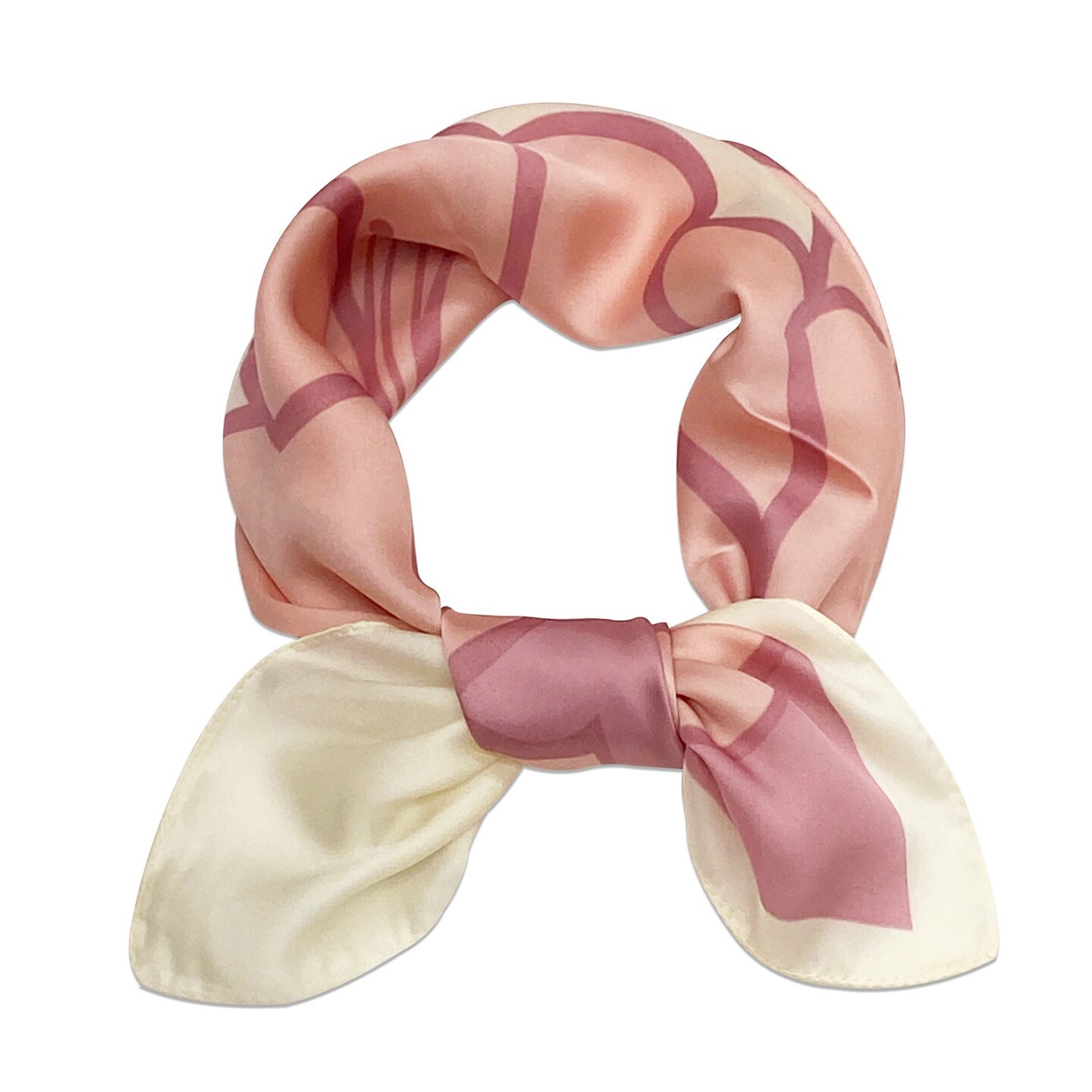 Wrapables Satin Neckerchief Square Scarf 26.5 x 26.5 Inches, Pink Lilies