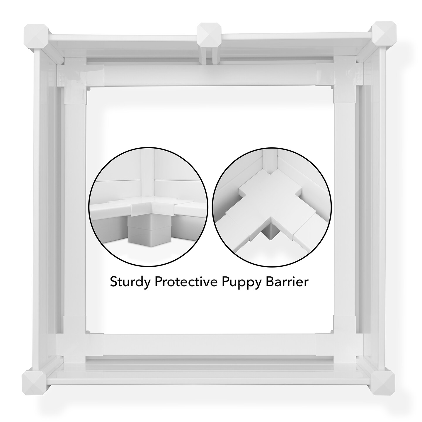 SmithBuilt 48" x 48" x 18" Whelping Box for Dogs and Puppies, Heavy Duty PVC Whelping Pen and Birthing Box with Rails and Adjustable Height Door, White