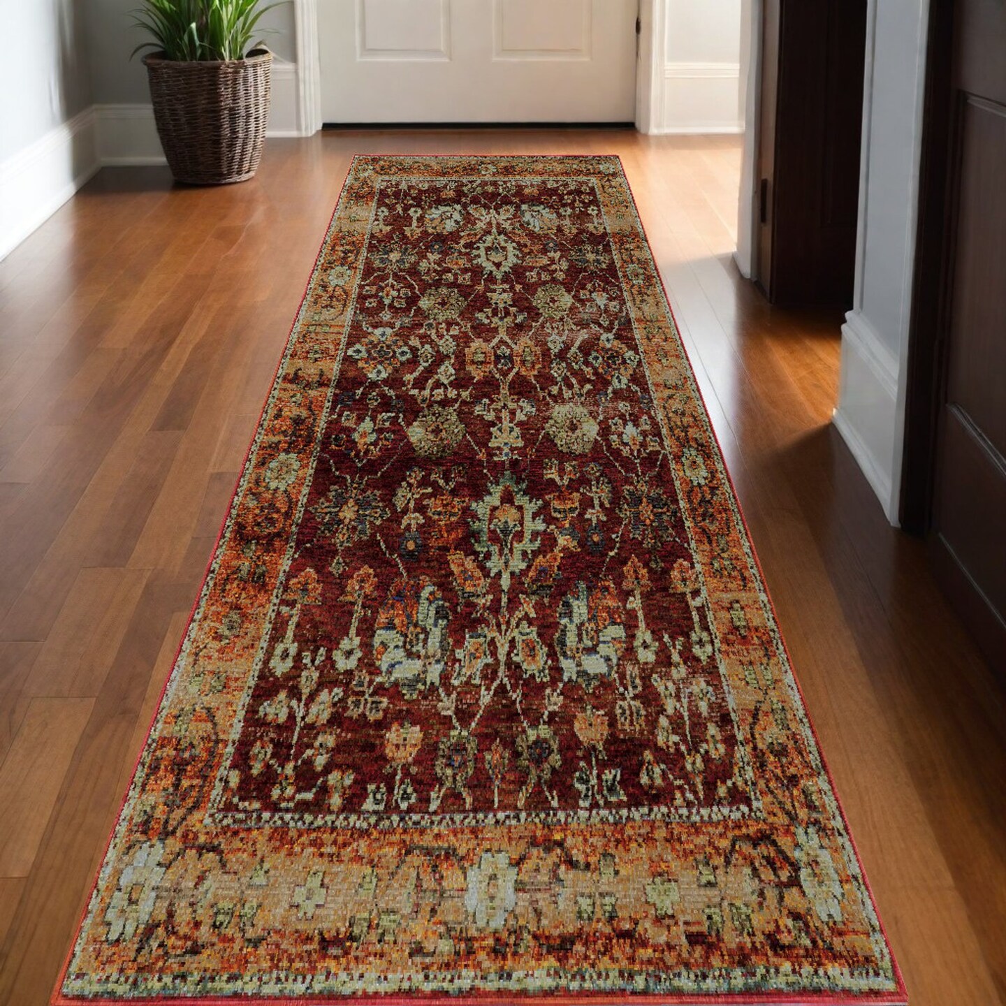 Edge Collections-29.92" x 143.7"-Multicolor-Stain-Resistant Oriental Runner Rug-1 pcs
