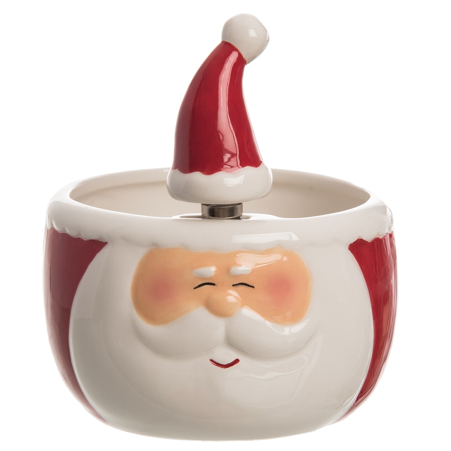 Transpac Ceramic Multicolor Christmas Santa Bowl Set of 2, 5.5" Serving Bowls