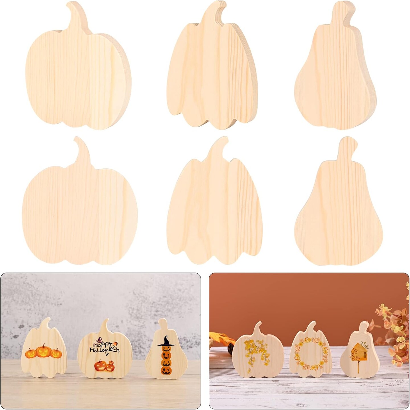 9 Pieces Fall Pumpkin Wooden Cutouts Thicken Thanksgiving Wood Signs(4 Inch)