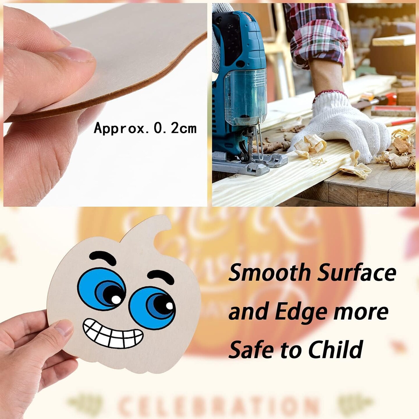 36 Pieces Unfinished Wood Pumpkin Cutout Shapes 6 Inch