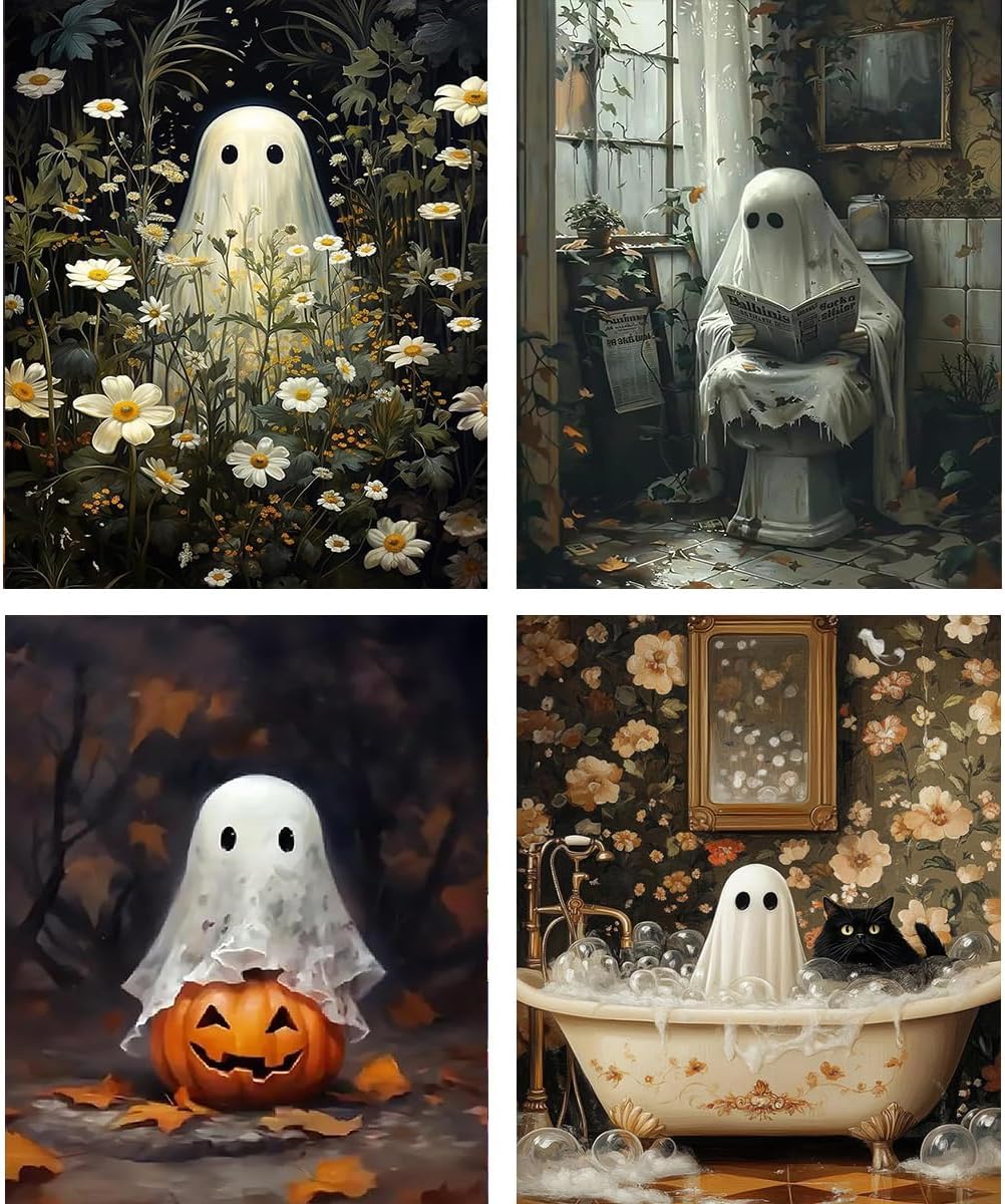 4 Pack Ghost Diamond Art Kits for Adults - 5D Diamond Paintings,11.8x15.7inch