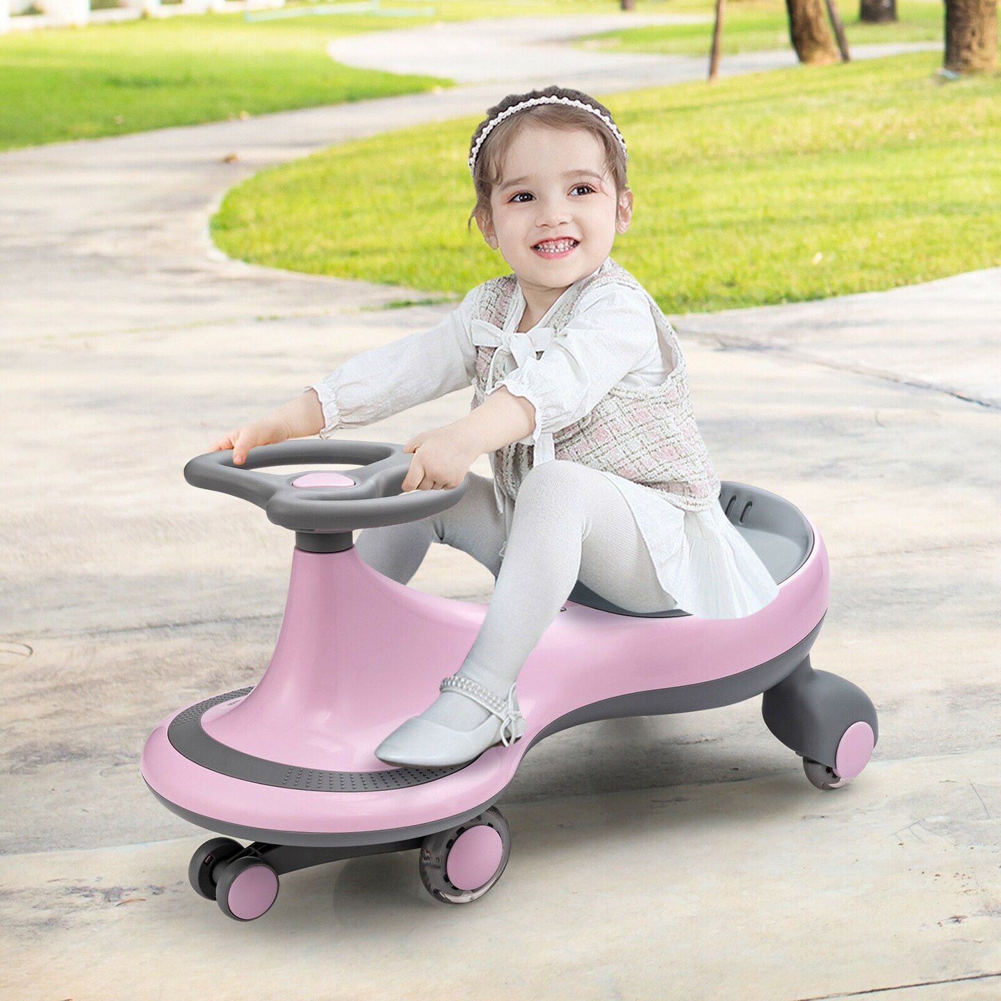 Costway Wiggle Car Ride-on Toy w/ Flashing Wheels for Toddlers & Kids
