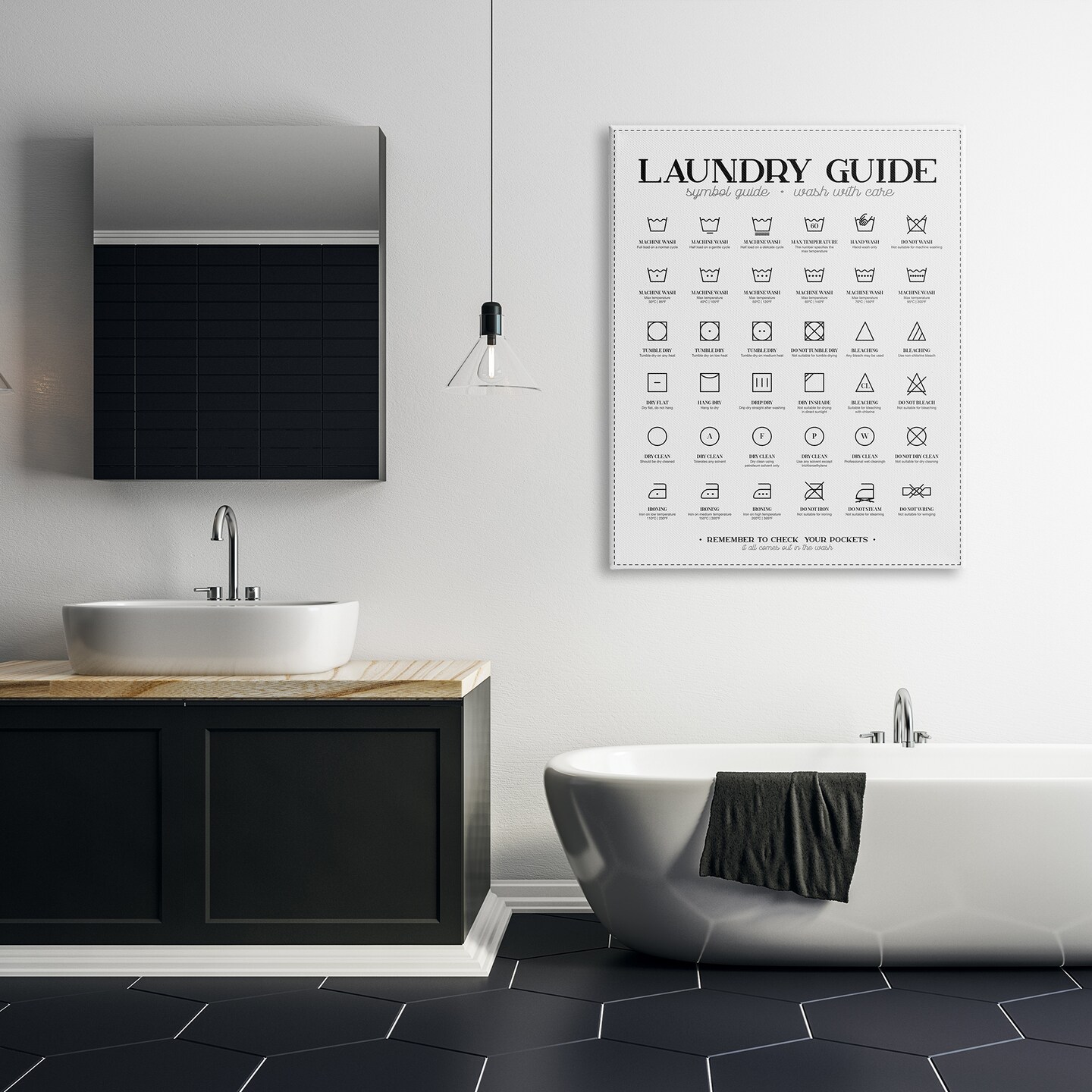 Stupell Industries Laundry Room Minimal Symbols Guide Check Pockets Canvas Design By Andrea Jasid Grassi
