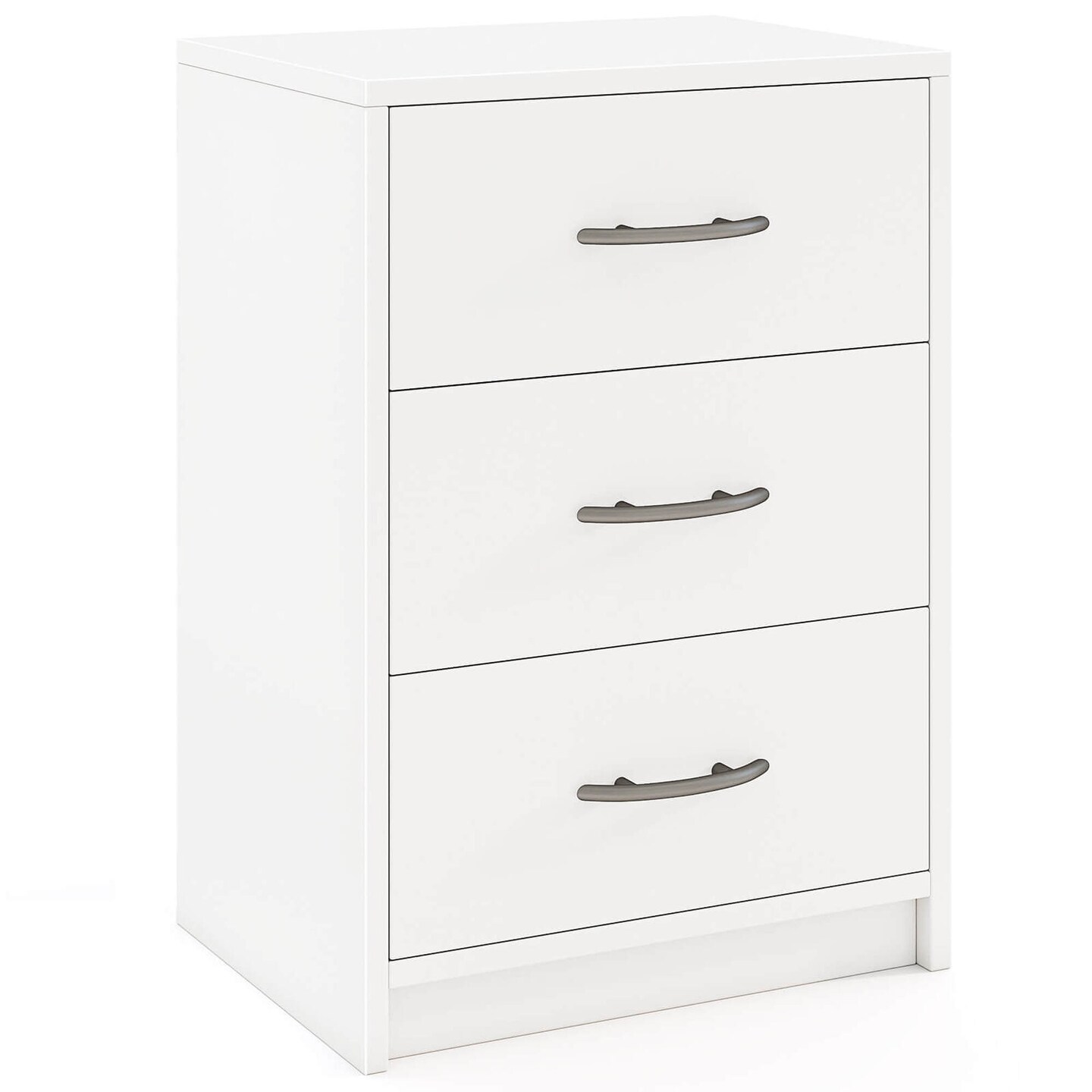 Costway 1/2 PCS 3-Drawer Nightstand Modern Bedside Table with Storage Anti-Toppling Kit for Bedroom White