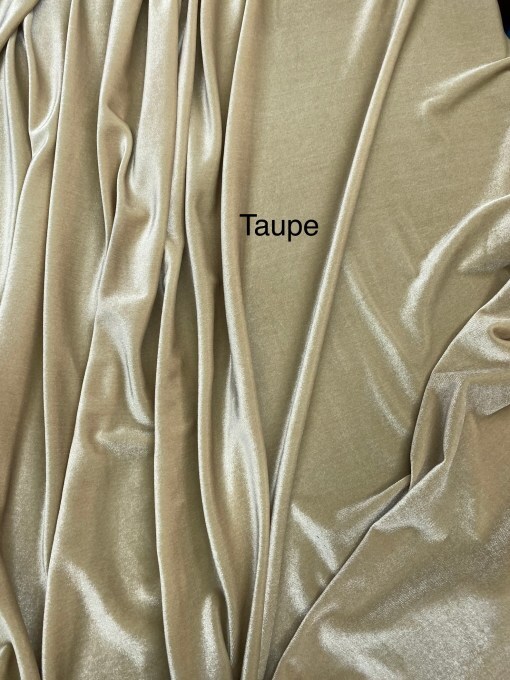 1 Yard Sophisticated Taupe Stretch Velour Fabric Ultra Soft Plush Texture with Graceful Weighted Drape 58/60 Inches Wide