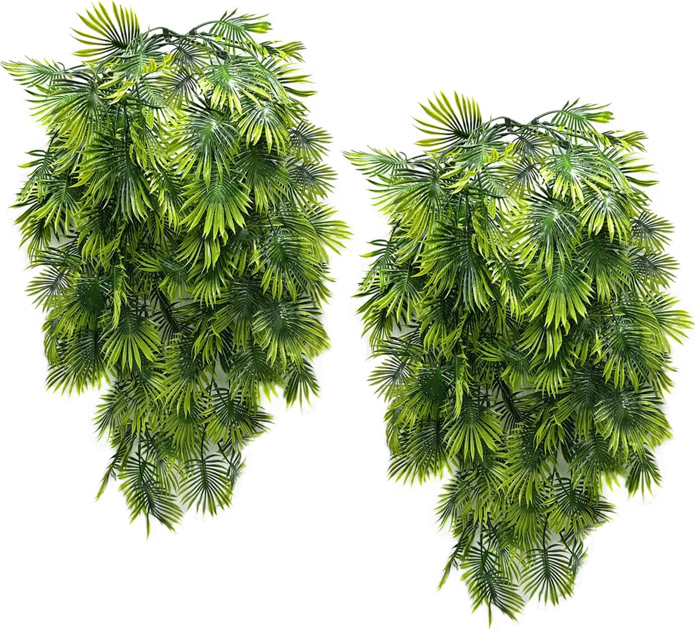Artificial Hanging Vines Plants, Fake Tropical Ivy Plant Faux Greenery Fan Leaves Vine Plastic Foliage Boston Fern Leaf for Indoor Outdoor Garden Wedding Party Christmas DIY Decoration 4 Pack