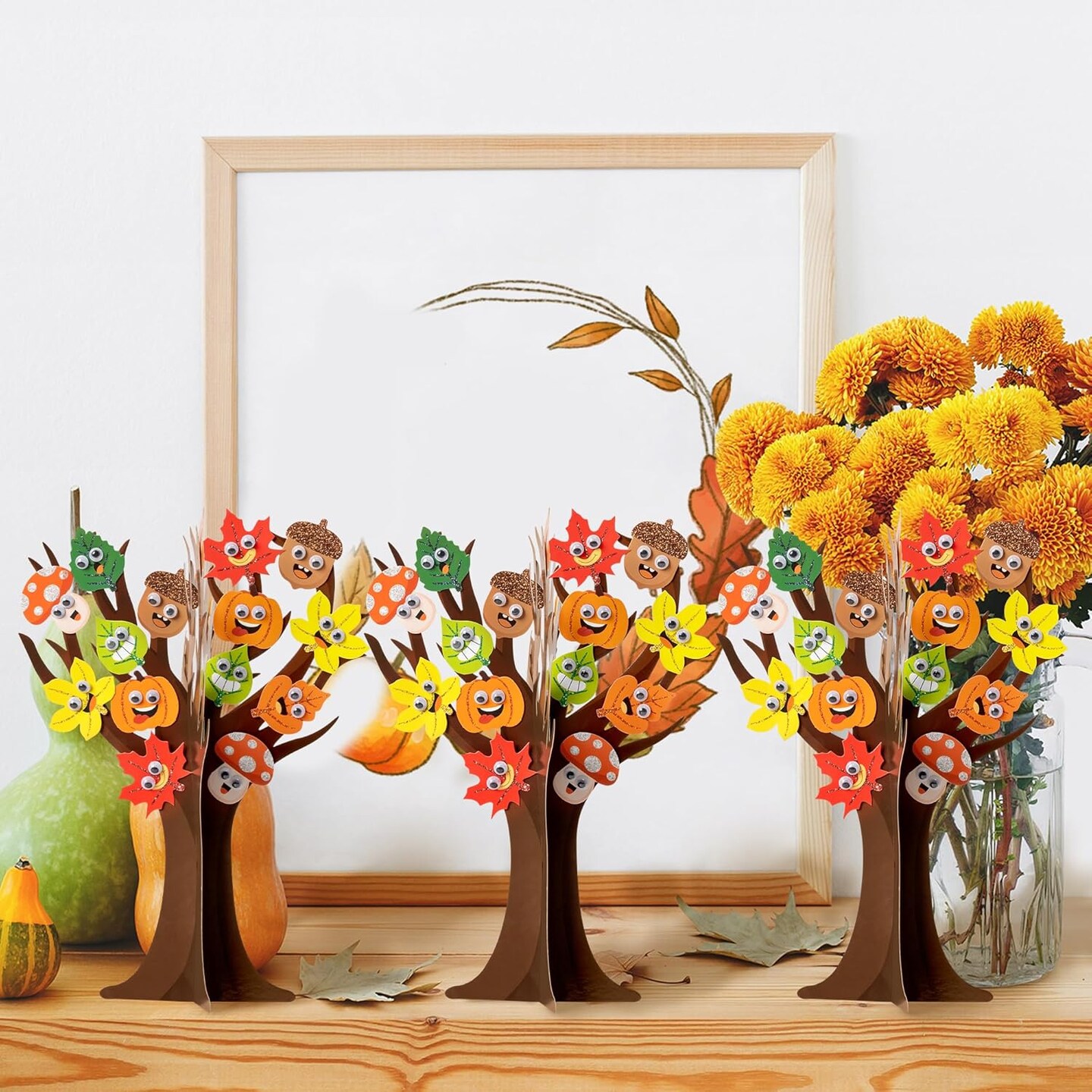 16Pcs Autumn Cartoon Maple Leaves-Fall Leaves Tree Craft Kits