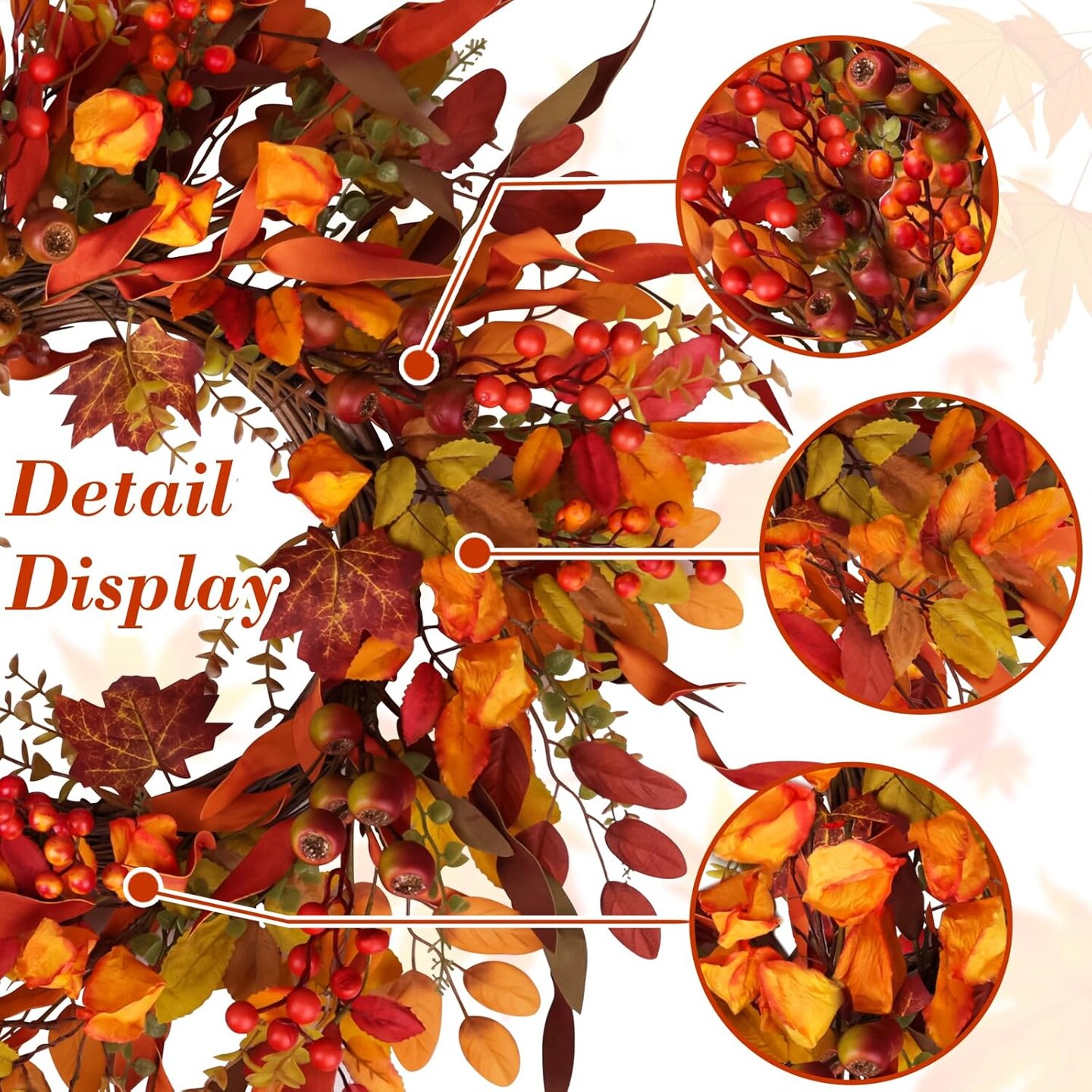 24&#x22; Berry Branches Fall Wreath with Colorful Mixed Leaves