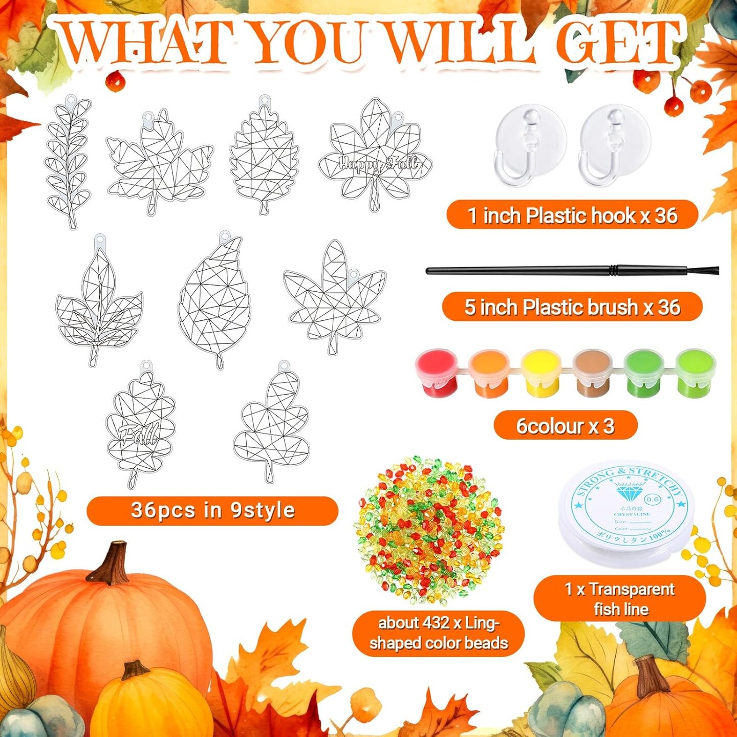 36 Sets Fall Suncatchers Craft Kits