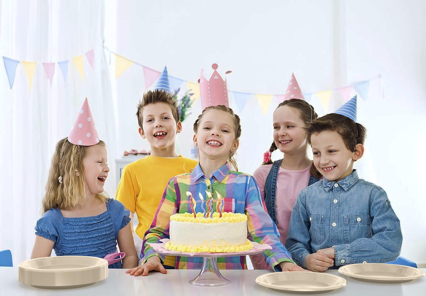 Party Solids Plastic Plates For Party Disposable Plates Heavy Duty Supplies 100 Pcs Plastic Dinnerware Sets Heavy Duty 350 GSM Disposable Dinnerware Set by Exquisite