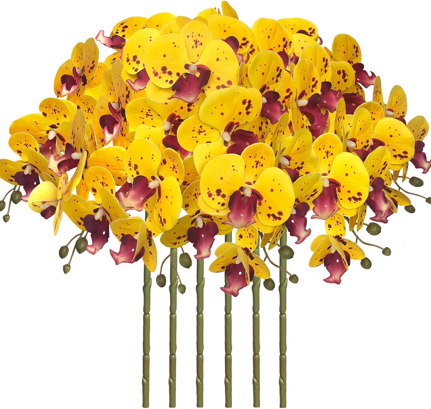 32" Faux Phalaenopsis Orchid Stems – Set of 6 Realistic Artificial Flowers for Vases, Weddings & Home Styling