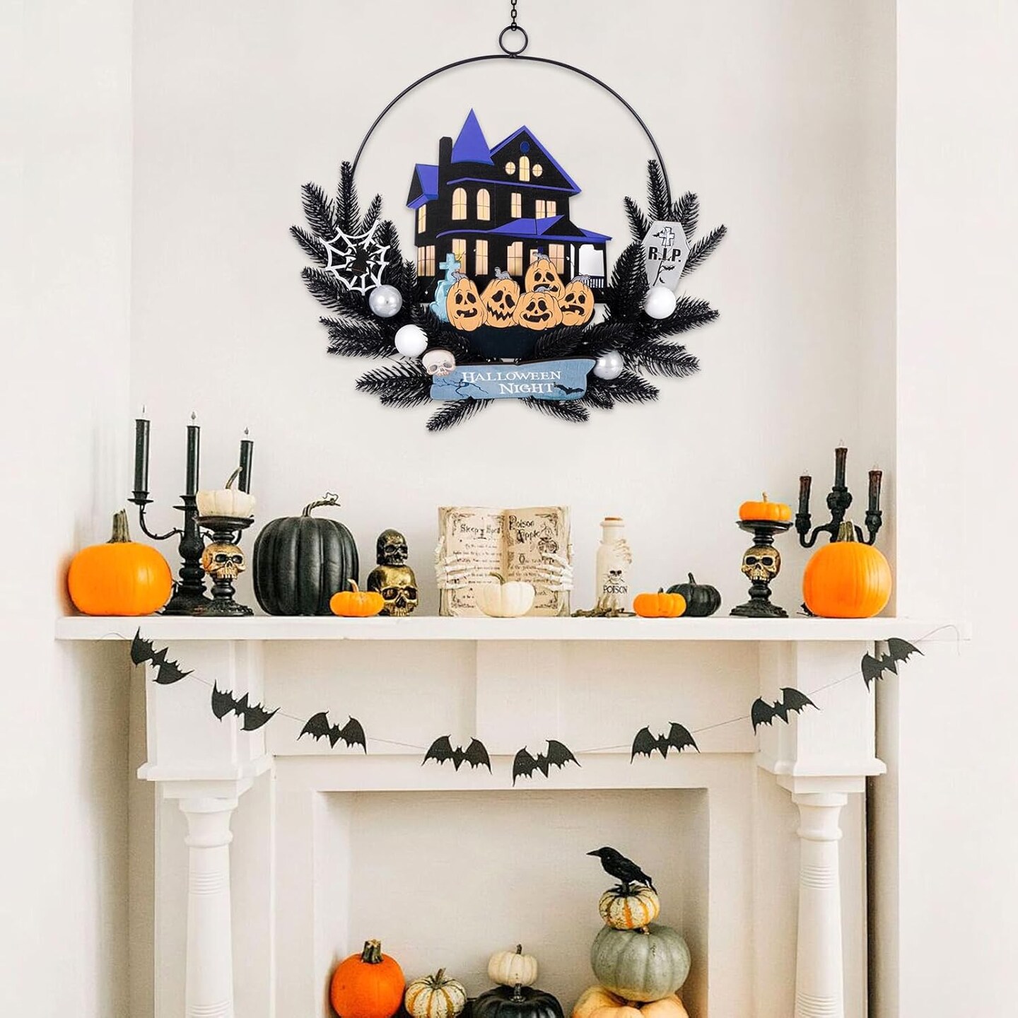 Lighted Halloween Wreaths for Front Door