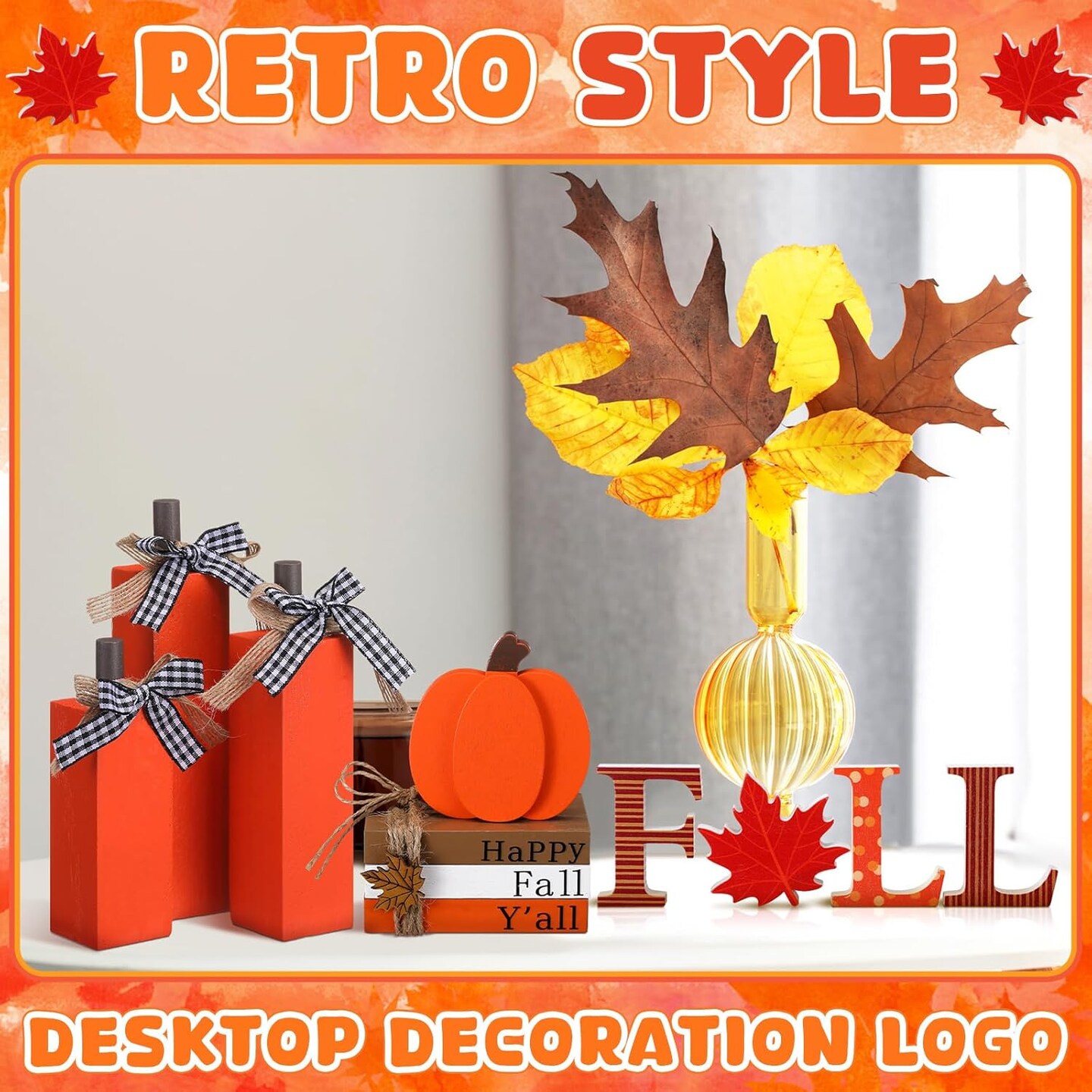 11pcs Fall Decorations for Home Pumpkin Tiered Tray Decor Fall Table