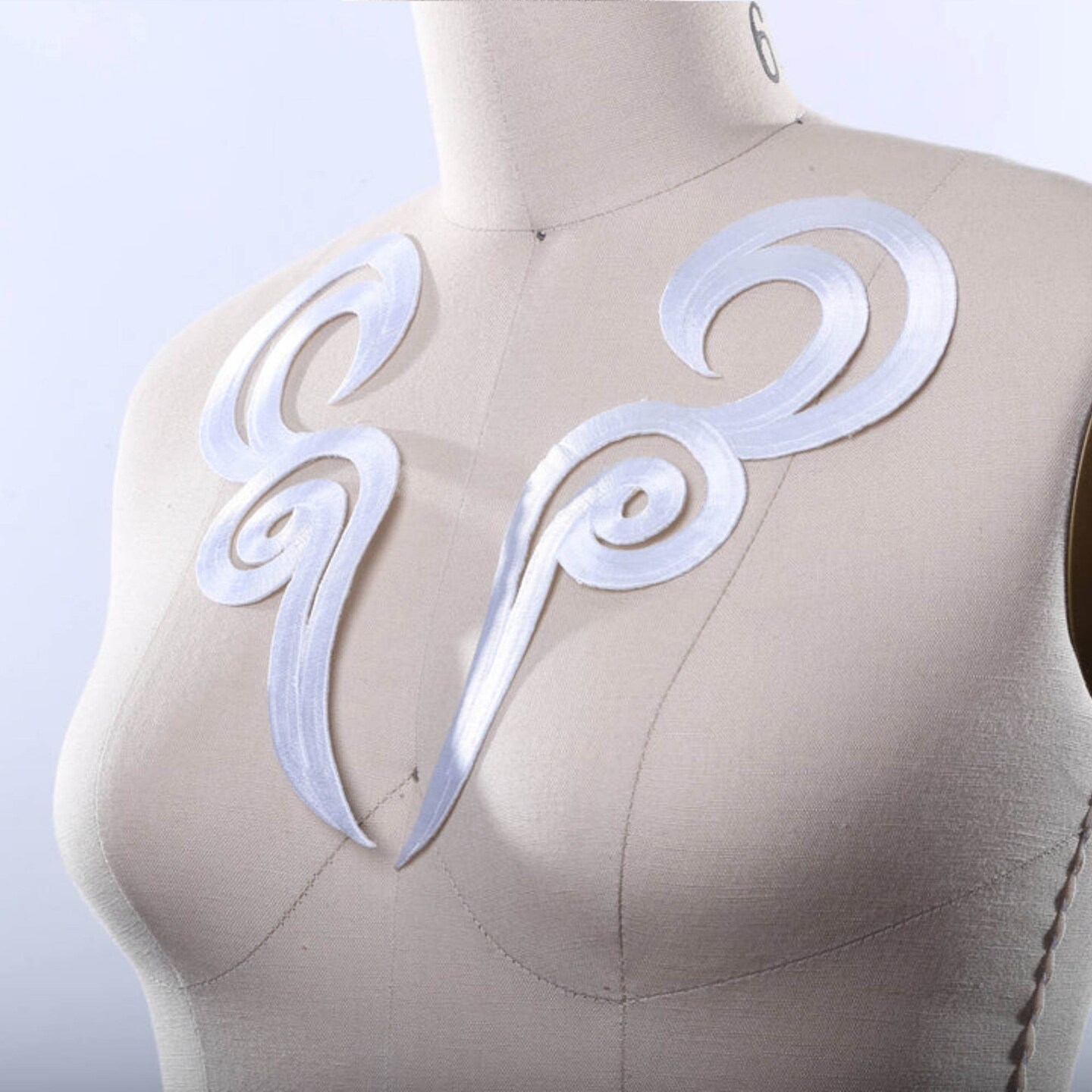 2 Piece Red Iron On Mirror Applique Set for Dance and Evening Gowns