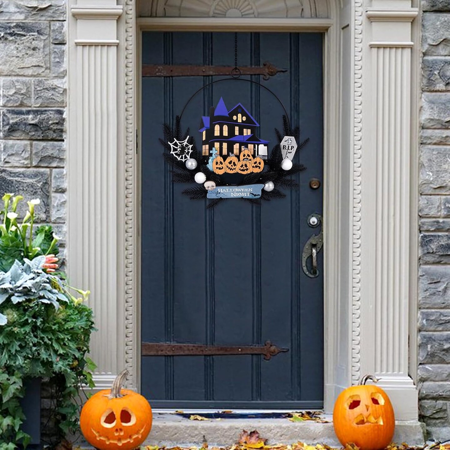 Lighted Halloween Wreaths for Front Door