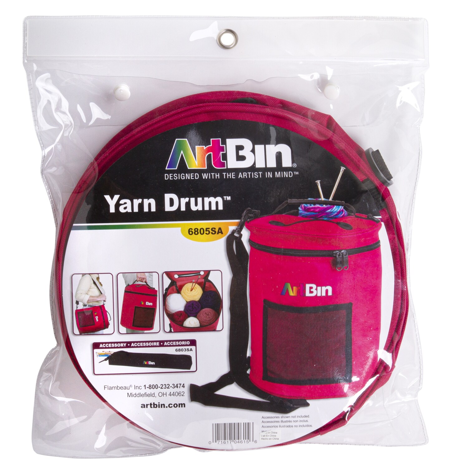 ArtBin Yarn Drum 12&#x22;X12.75&#x22;-Raspberry