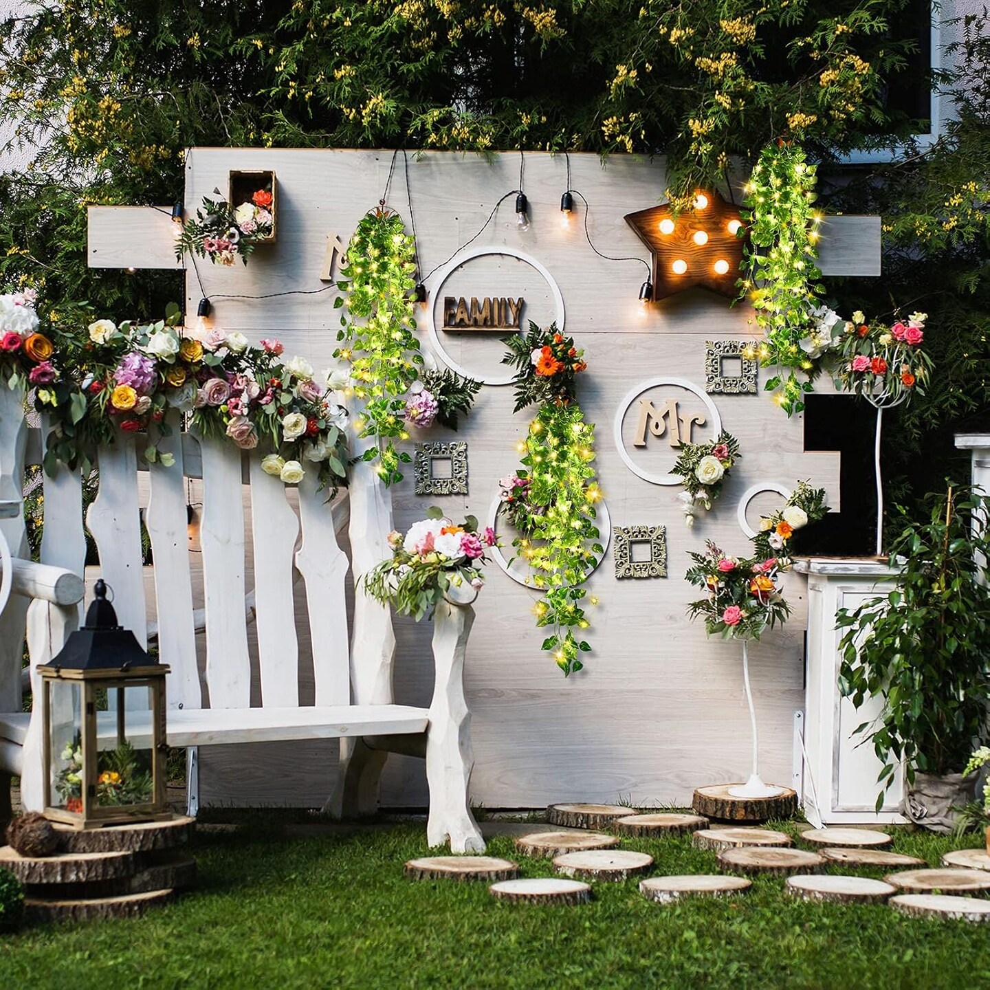 3 Packs LED Artificial Hanging Plants, 3.6 ft Fake Hanging Plant (Greenery Style)