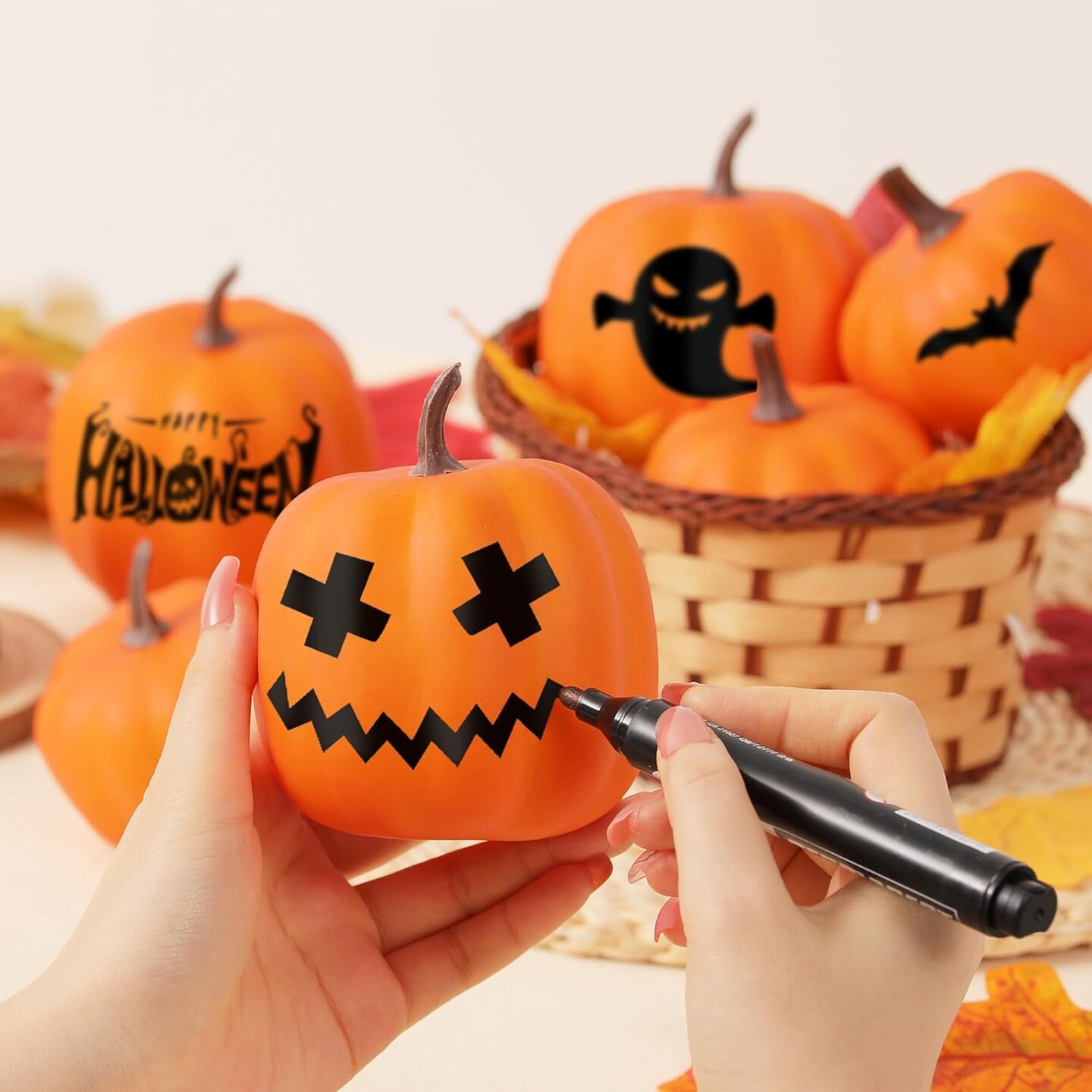 Orange Artificial Pumpkins 8 PCS
