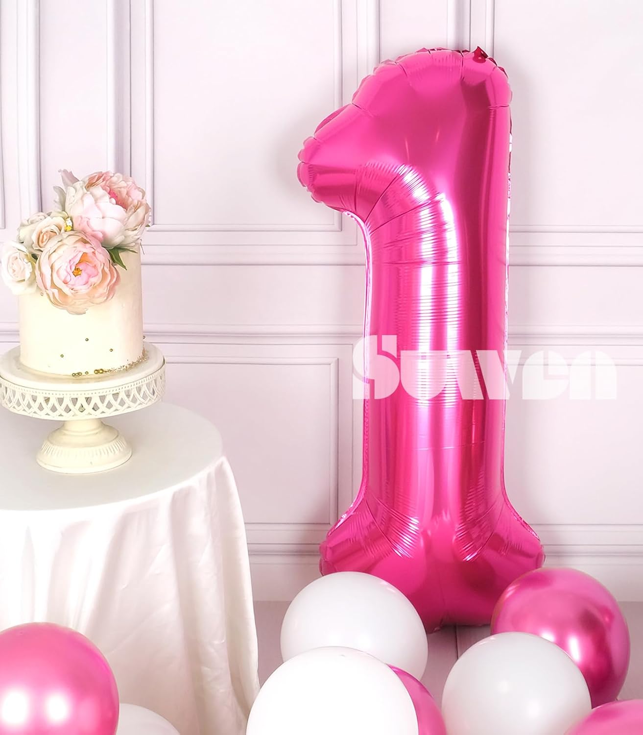 40 Inch Hot Pink Number 1 Balloon | Jumbo Foil Helium Balloon for 1st Birthday, Baby Girl Party & Anniversary Decorations (Hot Pink)