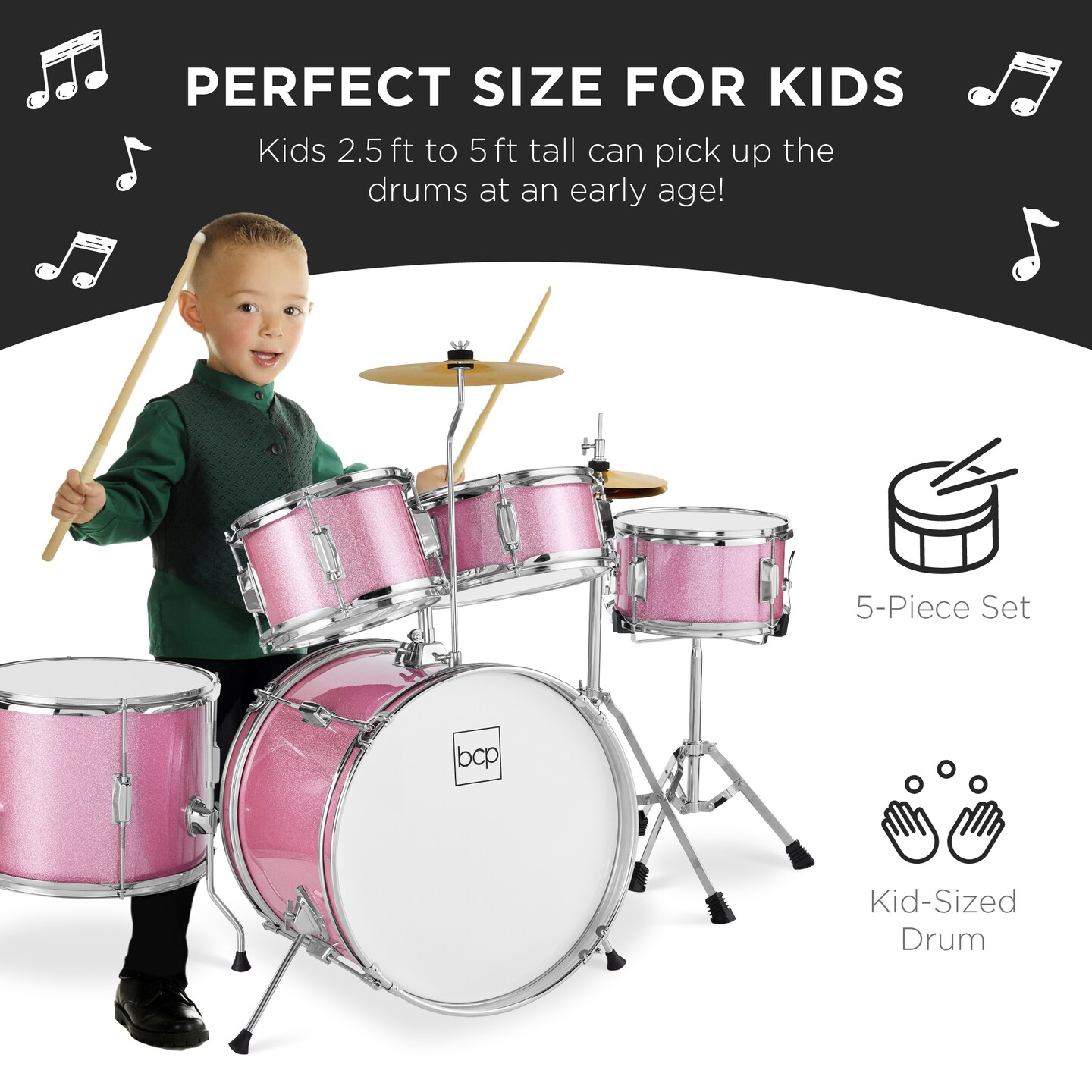 Best Choice Products 5-Piece Kids Beginner Junior Size Drum Set