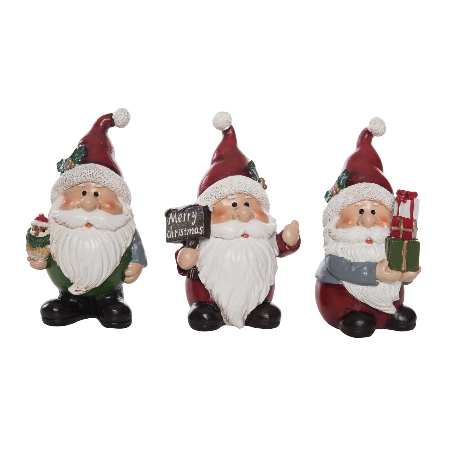 Christmas Resin Cottage Santa Figurine Set of 3 Decorations, Color ...