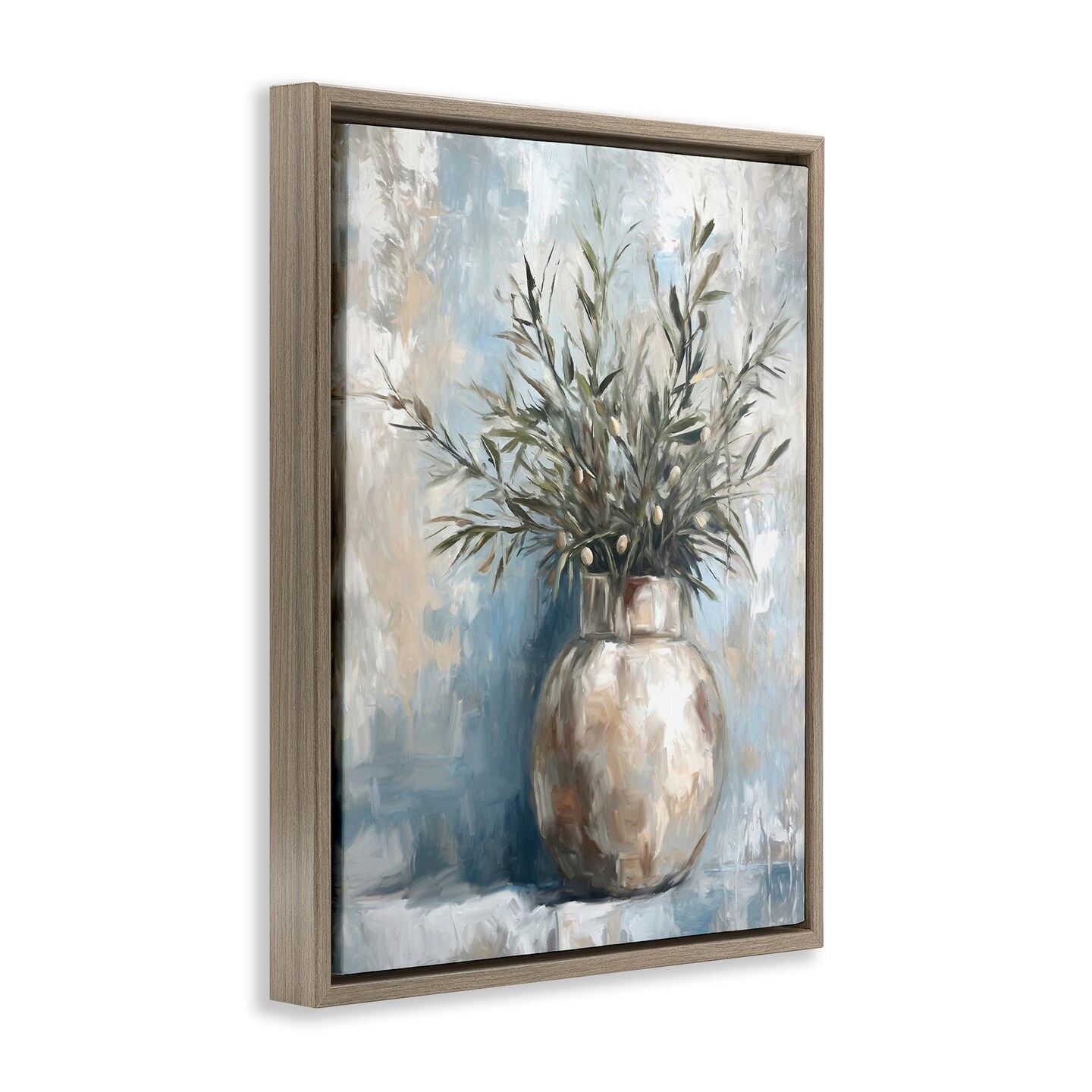 Stupell Industries Potted Olive Branches Floating Frame Design By Ramona Murdock