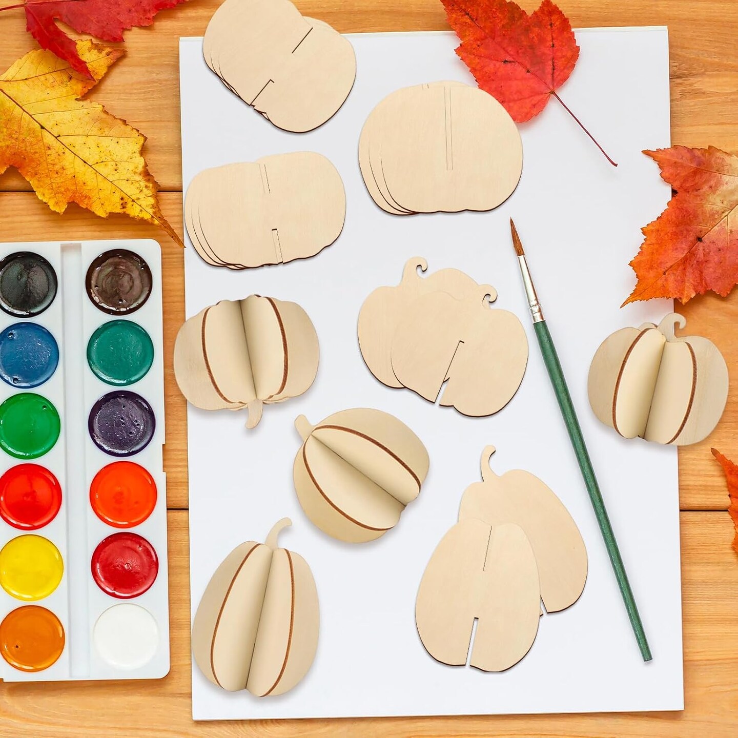 DIY Fall 3D Pumpkins Wood Crafts to Paint for Kids Adults