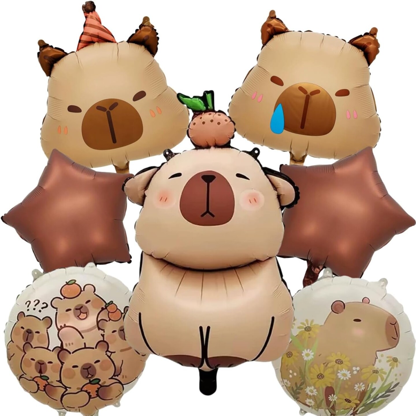7 PCS 24&#x22; Capybara Foil Balloons - Animal Theme Birthday Decorations